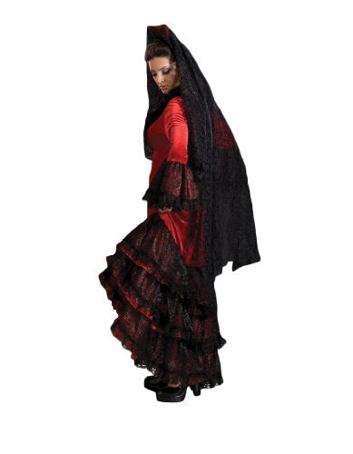 La Senorita Spanish Flamenco Dance Shawl Black Red Black/Red M La Senorita Spanish Flamenco Dance Shawl Black Red Black/Red M
