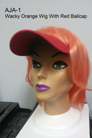 Clearance Wig: Wacky Orange Wig With Red Ball Cap