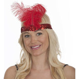 Flapper Sequin Headband w/Feather