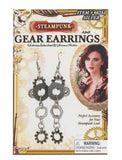 Steampunk Gear Silver Earrings