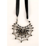 Black Gem Spiderweb Necklace