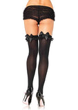 Bow & Lace Ruffle Thigh High Stockings
