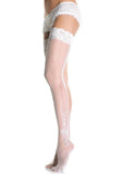 Bow Sheer Stocking with Lace Top