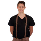 Brown Faux Leather Suspenders