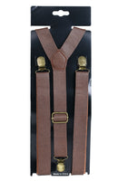 Brown Faux Leather Suspenders