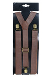 Brown Faux Leather Suspenders