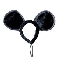 Black plush mouse ears headband on a white background