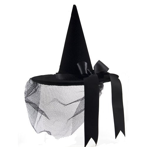 Mini Burlesque Hat Hand Crafted  Witch with Veil