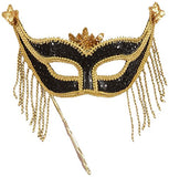 Beaded Masquerade Mask with Holding Stick