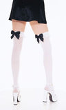Bow & Lace Ruffle Thigh High Stockings