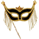 Beaded Masquerade Mask with Holding Stick