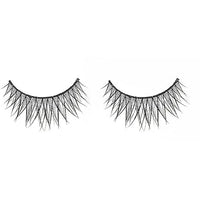 A pair of black false eyelashes with long, wispy synthetic strands, displayed side-by-side on a plain white background.