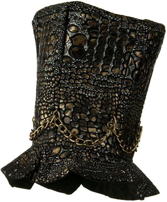 Snakeskin Top Hat with Chain