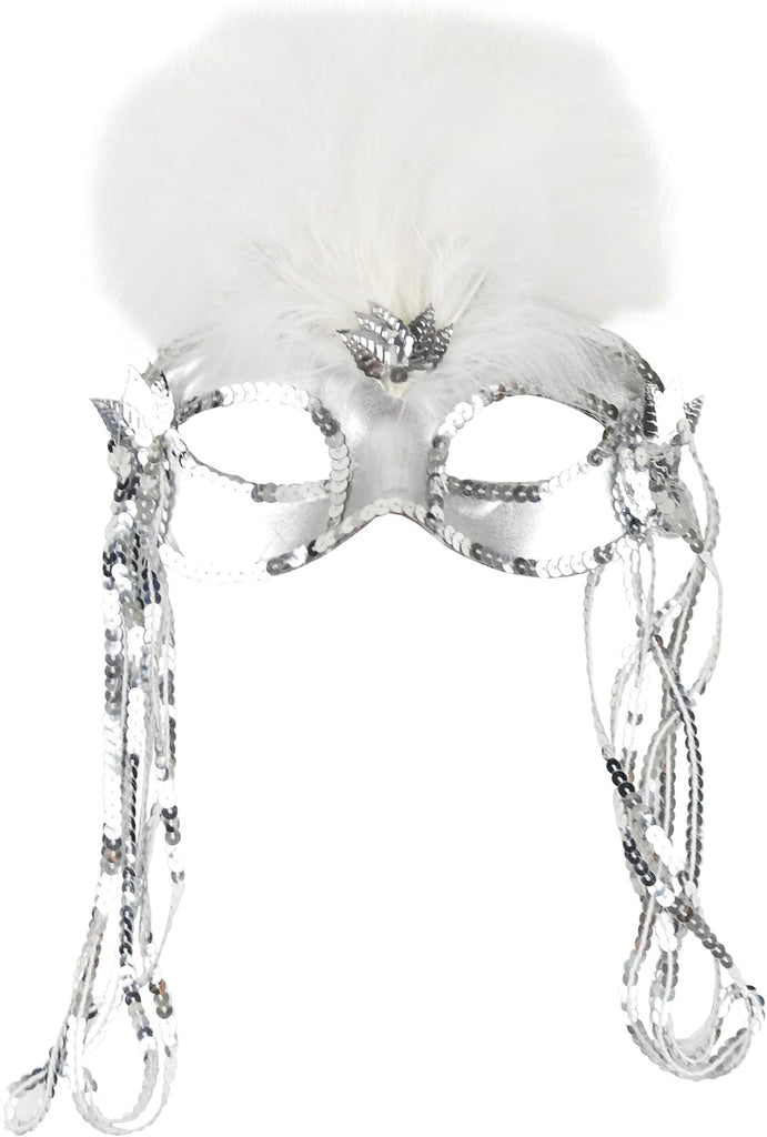 Silver Satin Fancy Half Mask
