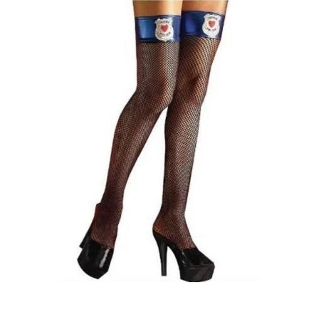Hottie Police Thigh High Fishnet Stockings