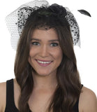 Black Flower & Polka Dot Veil Fascinator
