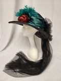 Victorian Black Mesh Spiral Straw Hat
