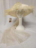 Ladies Ivory Victorian Touring Hat w/Ivory Ostrich brim
