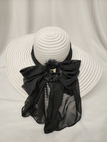 Copy of Victorian Large Brim Straw Sheer Mesh Hat
