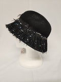 Black Soft Cloche Hat  w/Black Victorian Feather