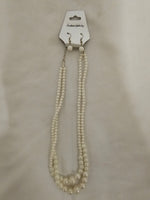 Double Strand Pearl Necklace & Earrings