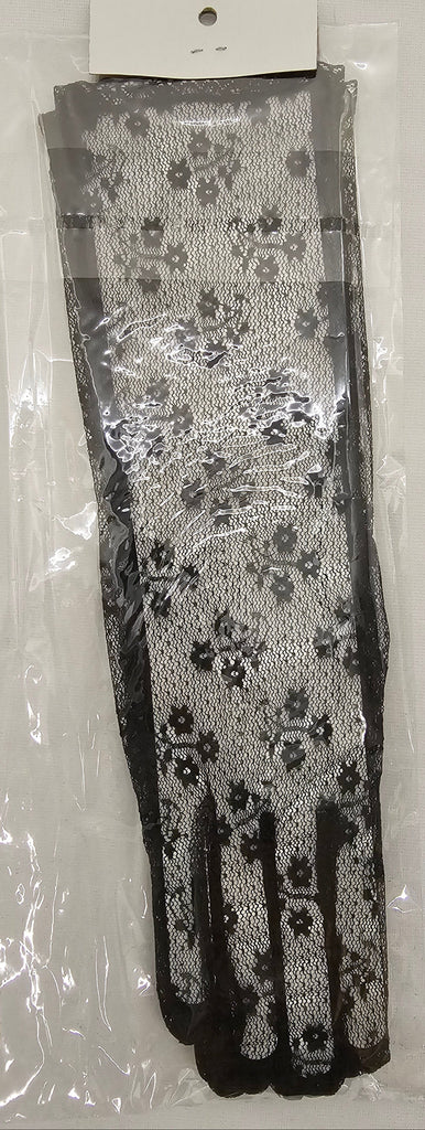 Elbow Length Black Lace Gloves