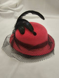 Mini Felt Derby Hat  w/Net Trim & Feather