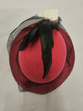 Mini Felt Derby Hat  w/Net Trim & Feather