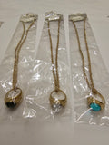 Gold Ring Necklace w/Colored Gems