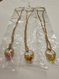 Gold Ring Necklace w/Colored Gems