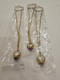 Gold Ring Necklace w/Colored Gems