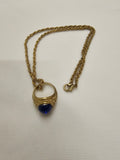 Gold Ring Necklace w/Colored Gems