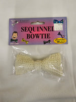 White Sequin Bow Tie