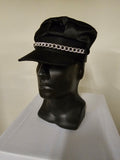 Satin Biker Hat with Chain