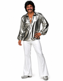 Disco Shirt / Retro Vintage 1970's Satin Shirt