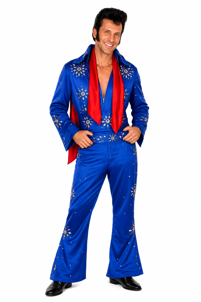 Elvis Costume / Elvis Jumpsuit with Cape and Belt / Good Quality and Value at mid range price.