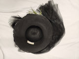 Black Victorian Touring Hat w/Black Lace & Vintage Green Crown