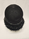 Black Soft Cloche Hat w/Beaded Flower