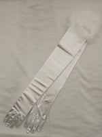 White Satin Gloves with Fur Cuff