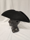 Tricorn Hat /  Deluxe / Wool / Black / Broadway Quality / 3"