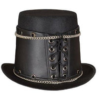 Deluxe  Black Leather Steampunk Hat
