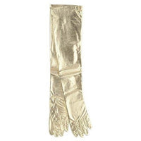 Shoulder Length Gold Lame Gloves Adult Halloween Accessory