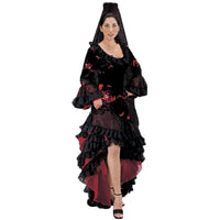 Women's Black Spanish Flamenco Dancer Costume Dress