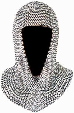 Medieval Coif 15"  Chainmail metal link headpiece