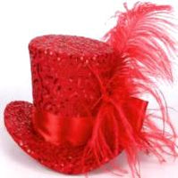 Mini Burlesque Hand Crafted Sequin Hat with Feathers