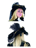 Black Velvet Lacey Pirate Hat with Feather and Gold Trim