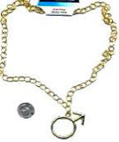 Male Symbol Gold Metal Chain Necklace 28" / Austin Powers