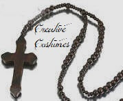 Monk's Cross Wood Necklace  with Rosary Beads