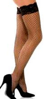 Industrial Net Lace Top Thigh Hi Stockings w/Silicon Tape Grips