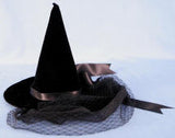 Mini Burlesque Hat Hand Crafted  Witch with Veil